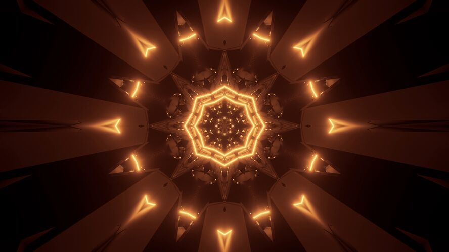 明亮金色激光宇宙背景-完美的数字墙纸3d渲染未来夜生活