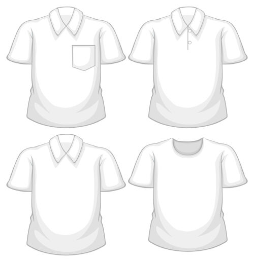 衬衫一套不同的白衬衫隔离在白色背景上T恤卡通衣服