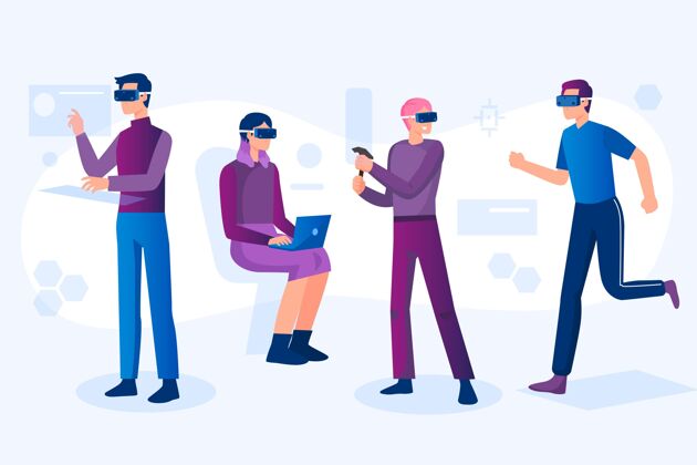 未来使用虚拟现实眼镜的人网络视觉眼镜