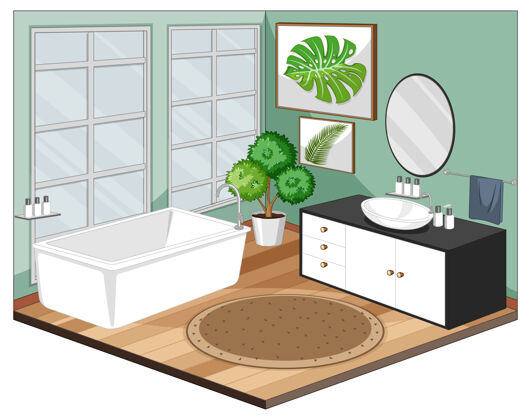 浴缸浴室室内家具现代风格卡通室内家