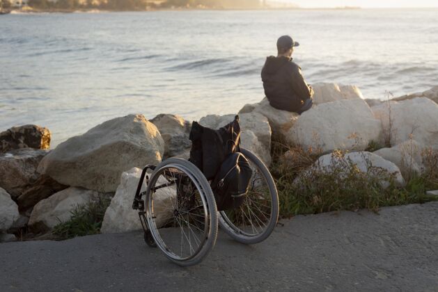 身体海边的残疾人健康残疾残疾人