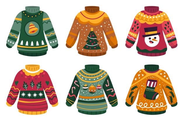 节日手绘难看毛衣系列丑陋的季节圣诞快乐
