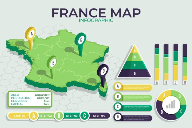 国家等距法国地图信息图等轴测数据信息